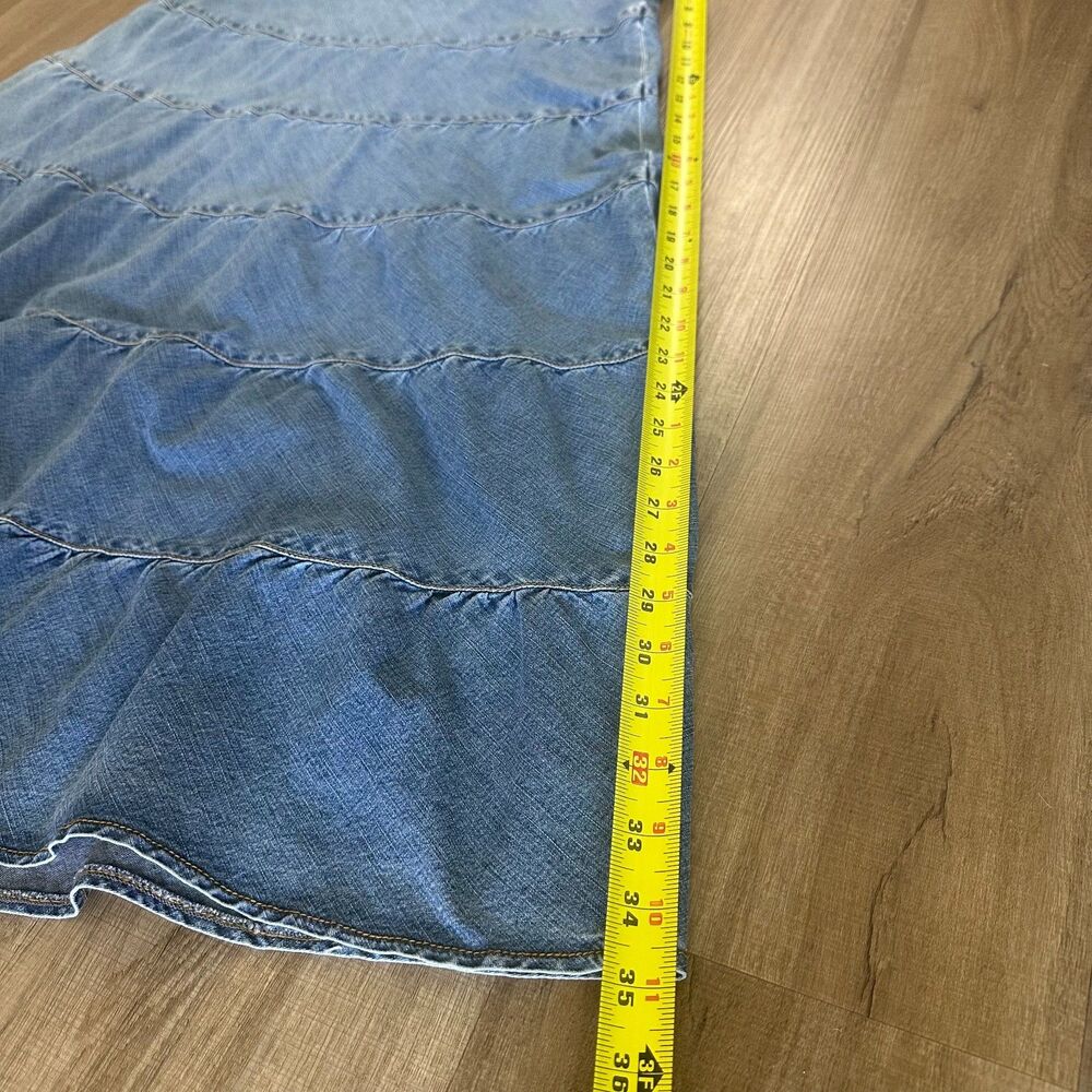 INC International Concepts Tiered Denim Maxi Skirt Size 10 Fairy Cottage Cotton - Picture 5 of 9